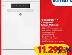 HOOVER HF 3E53EOW-17 5 PROGRAMLI BULAŞIK MAKİNESİ fiyat ve kampanya bilgisi